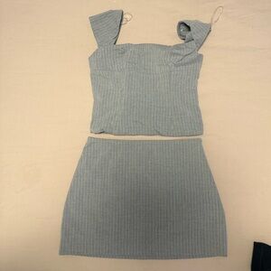 Glassons Gray Ribbed Skirt Set